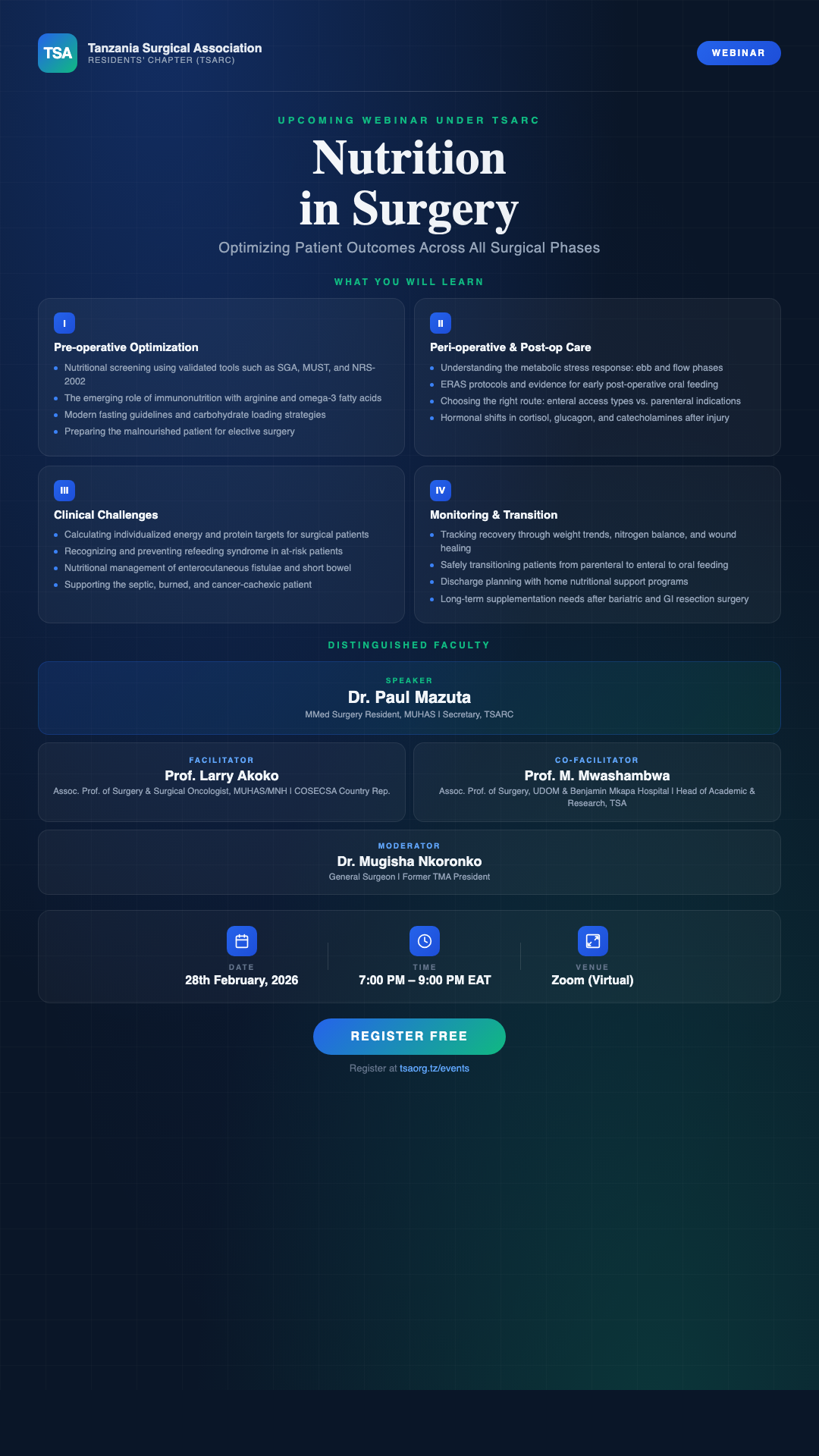 Nutrition in Surgery - TSARC Webinar